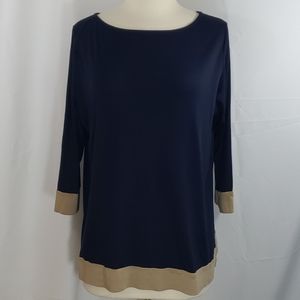 Talbots Dark Blue 3/4 Sleeve Top
